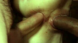 Redhead gets interracial dp fucked in bondage