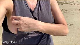 Wife Walks Around Public Beach Fully Nude