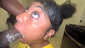 Hot ebony stepsister spreads her wet pussy for family drama blowjob and anal fucking