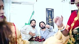 Indian jamindar brothers share their four wives in a real gangbang with hindi audio