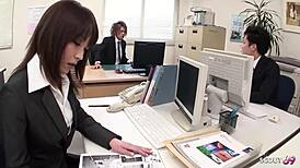 japanese secretary relaxes at toilet during work