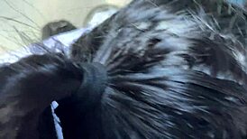 slutty brunette with hard tits deepthroats big pink cock