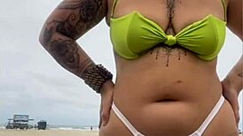 the cheese seller kept staring at my exposed pussy on the beach