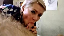 Mature milf aimee sucks cock like a pro 😍