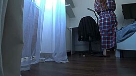 Cheating wife fucks husbands best friend at work