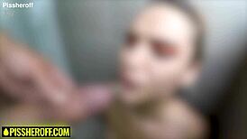 Tiny Latina Teen Cutie Faces Pissing and Face Fucking in Shower POV