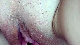My tight pussy receives warm cumshot in close up