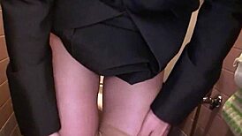 japanese secretary relaxes at toilet during work