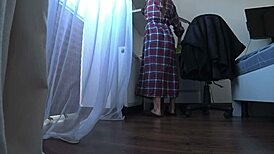 Cheating wife fucks husbands best friend at work