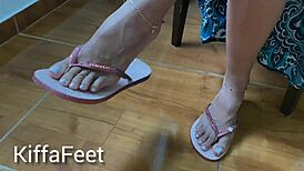 goddess kiffa dangles flip flops for foot worship