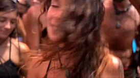 Girls dancing at lively music festival party