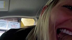 blonde flashes partying and sucks cock at outdoor event