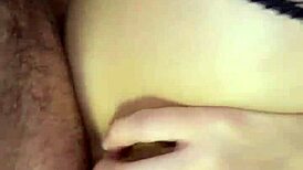 We had a close-up fuck in the bedroom until her pussy was full of cum, the latina housewife moaning loudly with her husband