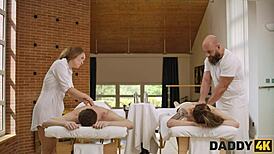 Spicy fun for two in massage session 😏