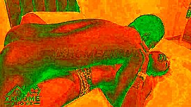 Intense fucking in cozy room with red lights