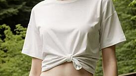 I stand in my underwear on a bridge in the woods