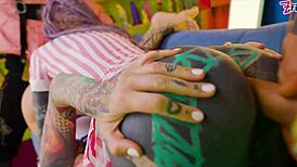 alternative costume anal 4-some with 2 on 2 double penetration, facefucking, and facial cumshot