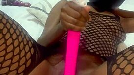 Teen uses massive vibrator in solo session