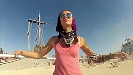 Girls dancing at lively music festival party