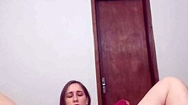 Solo Girl Fiercely Rubs Pussy And Penetrates Vagina With Huge Toy