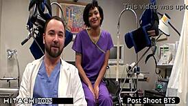 Freshman Jackie Banes Gets Mandatory Hitachi Orgasm From Nurse!