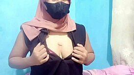 indonesian hijab girl masturbates with dildo until intense orgasm