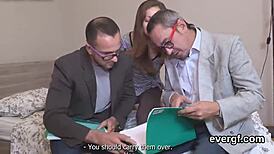 Broke guy lets nasty friend fuck his ex-girlfriend for cash