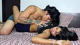 Stepsister enters bathroom while brother takes bath