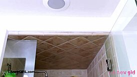 lovely teen brunette took a shower after casting interview