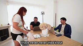 Employee Enjoys Two Students Fucking Her With Big Cocks!