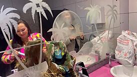 Milf Gets Assfucked and Anal Creampied in Brazilian Bar with Panties Hanging