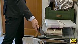 The brunette with monster cock fetish leaves the party for a rimjob session with her tattooed european neighbors.