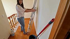 Latina Maid With Creamy Pussy In Jeans And Flip Flops Gets Seduced With Massage!