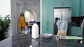 Watch me fuck my stepsis while stepmom touches herself! So taboo!