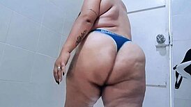 Busty Fat Girl With Nipple Clamps Plays With Fake Cock.