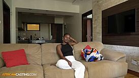 Shy african babe gets rammed by fake agent during casting