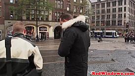 Slutty dutch hooker sucks and jerks cock