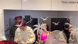 巴西酒吧熟女爆菊肛内射，内裤还挂着