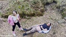 Busty flexible teen rides cock in public workout area during first time fucking