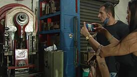 i went to the workshop to give pleasure to the mechanic, sucking his big cock and getting anal creampie