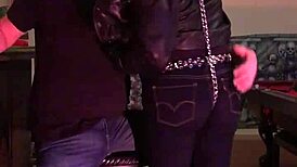 Cherry's tight jeans get a firm spanking from her husband.