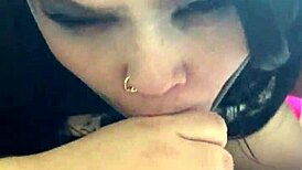 Tits out, I'm suckin' his cock deepthroat style