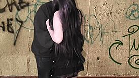 he fucks his girlfriend right in the middle of the street for public sex.