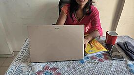 Desi indian bhabhi was working in the office when i brutally fucked her, creampieing her pussy while she talks dirty.