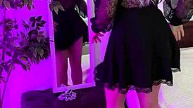 Gorgeous Mature Woman Poses in Sexy Garter Belt Outfit