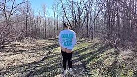 feeling the thrill of outdoor fucking while a drone captures our milf wife's curvy body in public