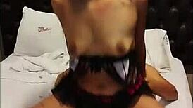 Rossy Ebony Decides To Try Sexy Clothes Ends Up Fucking Completely In Red!