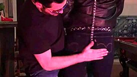 Cherry's tight jeans get a firm spanking from her husband.