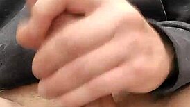 masturbating huge loaded cock outdoors with cumshot emoji 😈