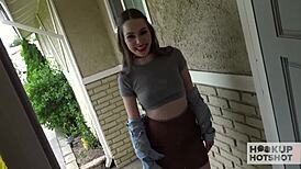 Stacked brunette Naomi Blue gets facial spray after raw fuck.